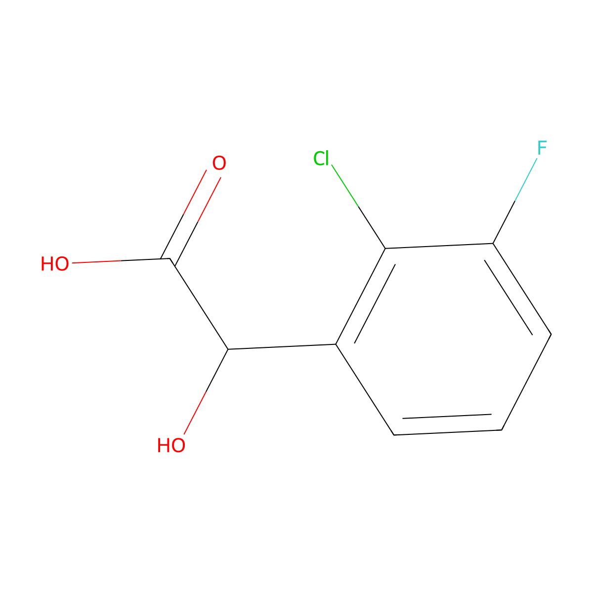 2-(2-Chloro-3-fluorophenyl)-2-hydroxyacetic acid molecular structure, CAS 1214345-50-2