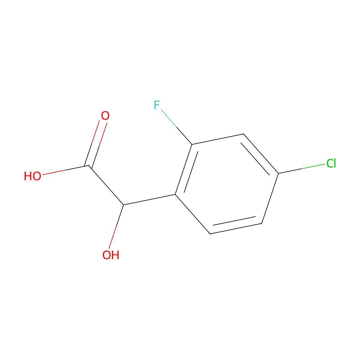 2-(4-Chloro-2-fluorophenyl)-2-hydroxyacetic acid molecular structure, CAS 1214345-56-8