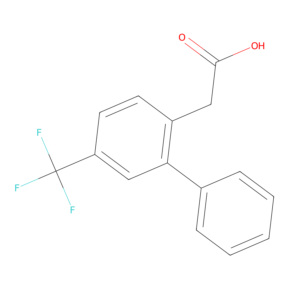 2-(5-(Trifluoromethyl)biphenyl-2-yl)acetic acid molecular structure, CAS 1214346-33-4