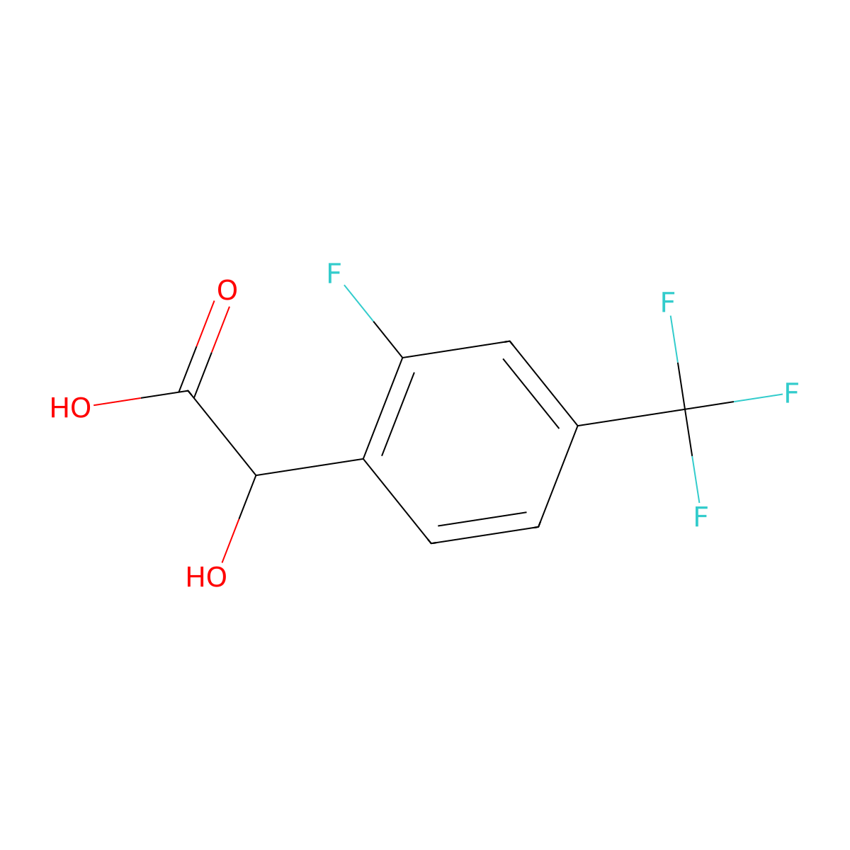 2-(2-Fluoro-4-(trifluoromethyl)phenyl)-2-hydroxyacetic acid molecular structure, CAS 1214346-55-0