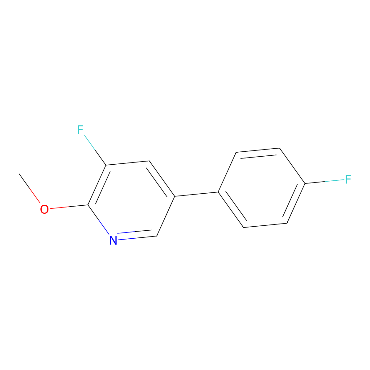 3-Fluoro-5-(4-fluorophenyl)-2-methoxypyridine molecular structure, CAS 1214347-13-3