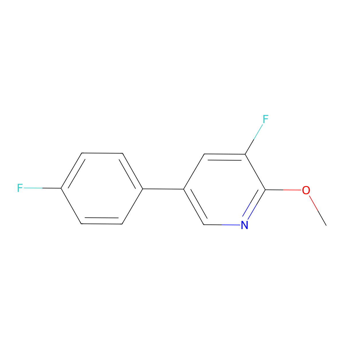 3-Fluoro-5-(4-fluorophenyl)-2-methoxypyridine molecular structure, CAS 1214347-13-3