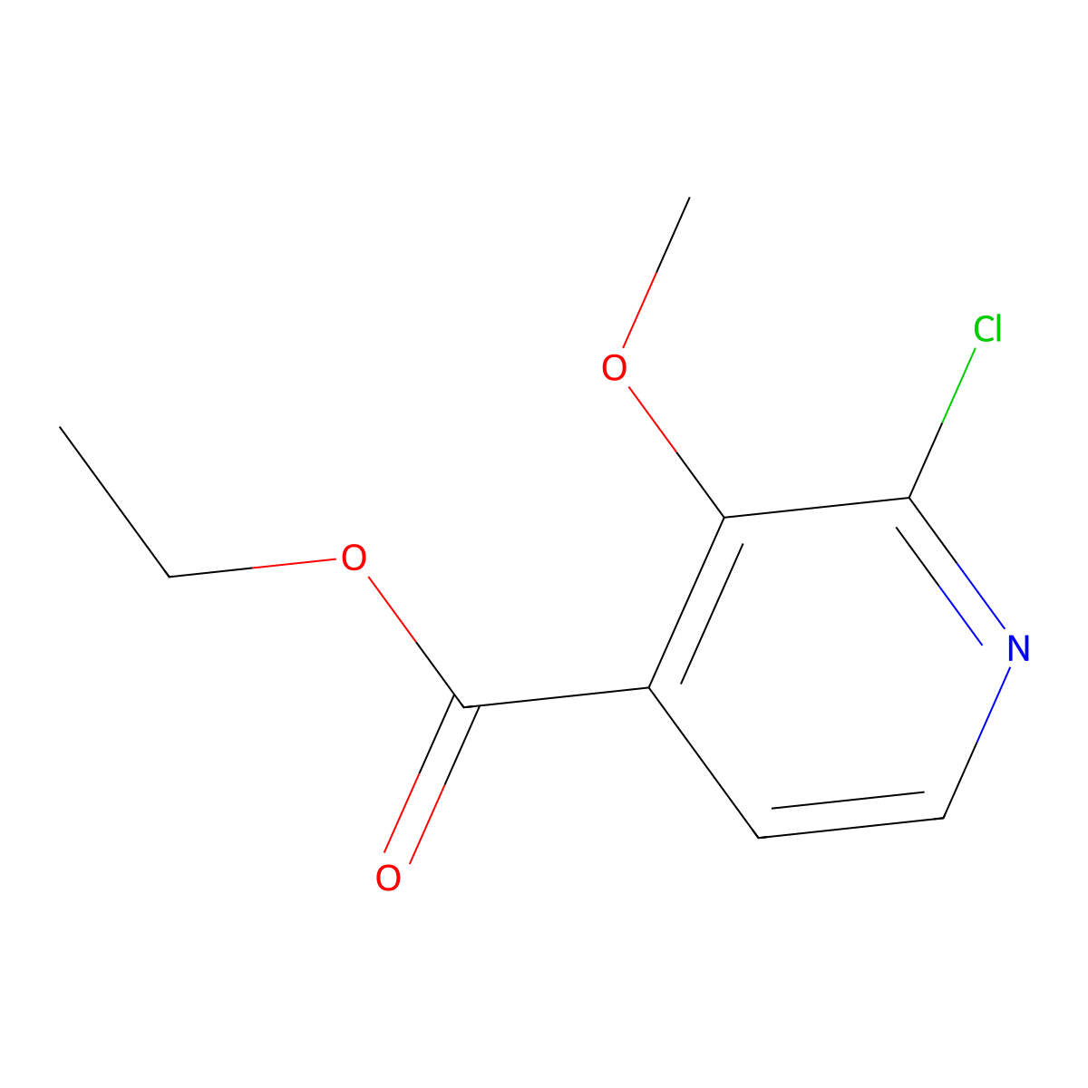 Ethyl 2-chloro-3-methoxyisonicotinate molecular structure, CAS 1214347-16-6