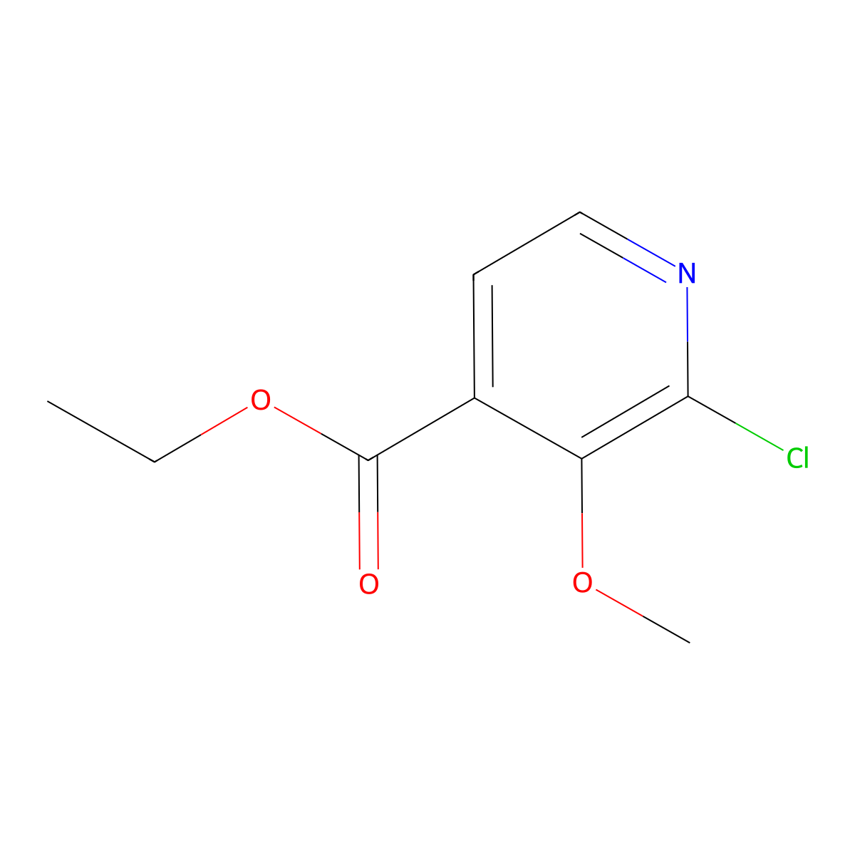 Ethyl 2-chloro-3-methoxyisonicotinate molecular structure, CAS 1214347-16-6