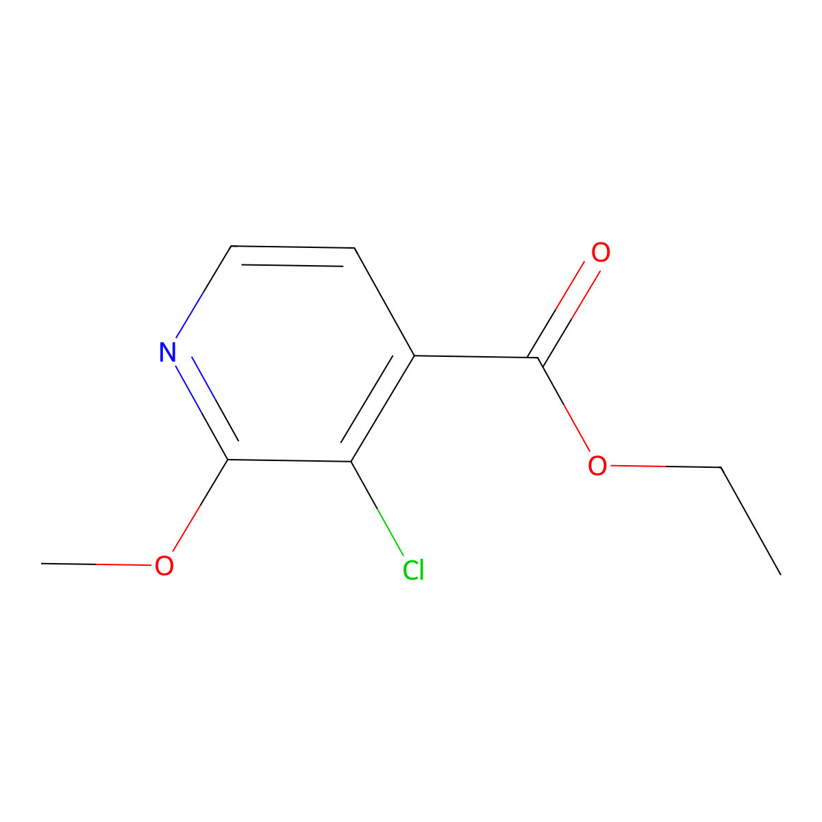 Ethyl 3-chloro-2-methoxypyridine-4-carboxylate molecular structure, CAS 1214347-32-6