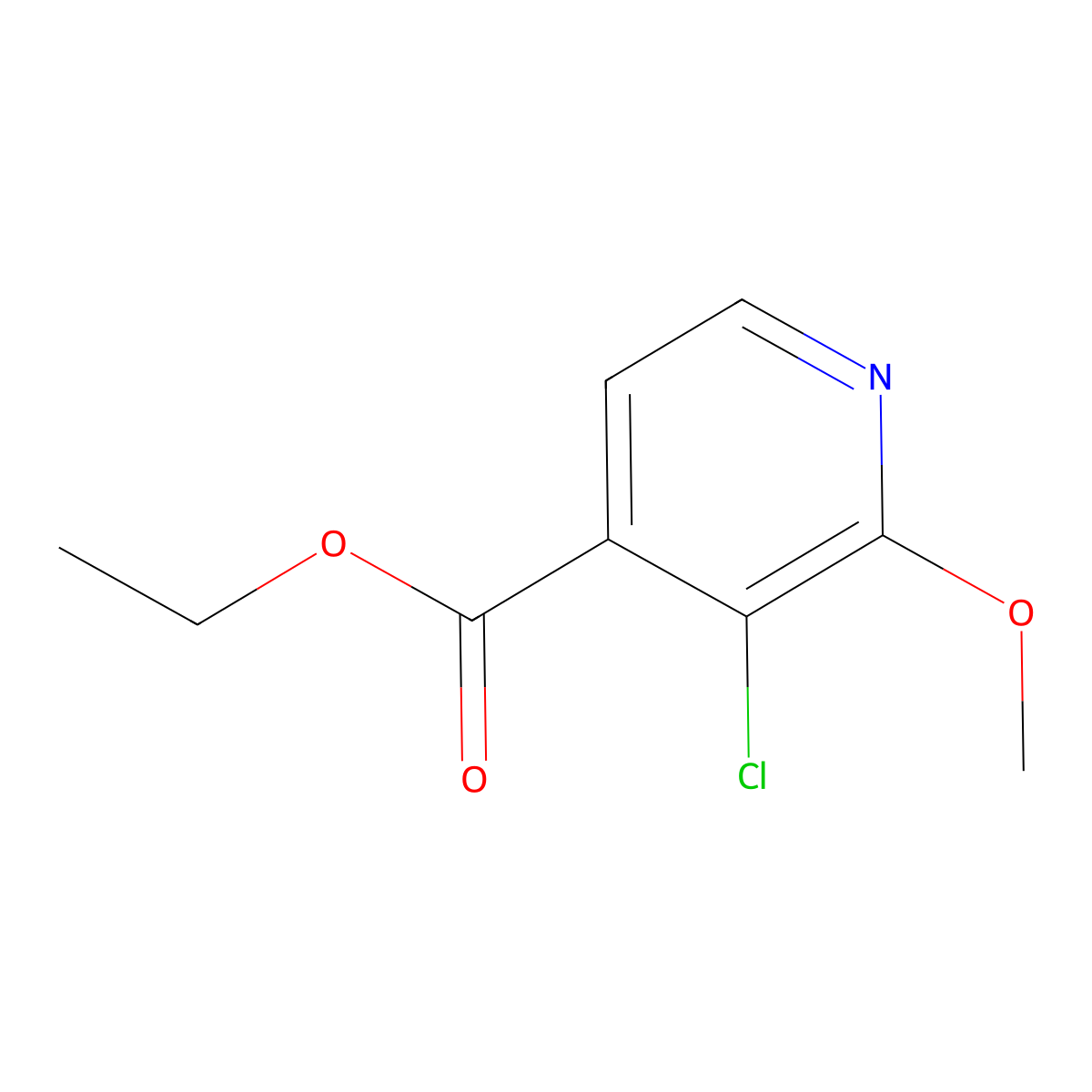 Ethyl 3-chloro-2-methoxypyridine-4-carboxylate molecular structure, CAS 1214347-32-6