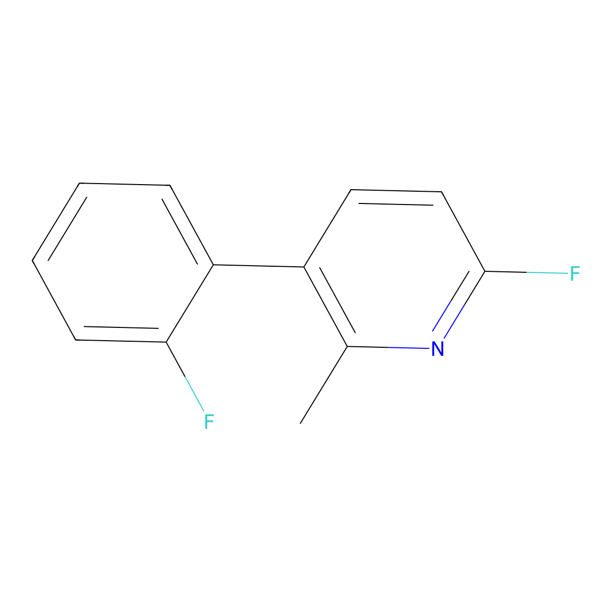 6-Fluoro-3-(2-fluorophenyl)-2-methylpyridine molecular structure, CAS 1214347-33-7