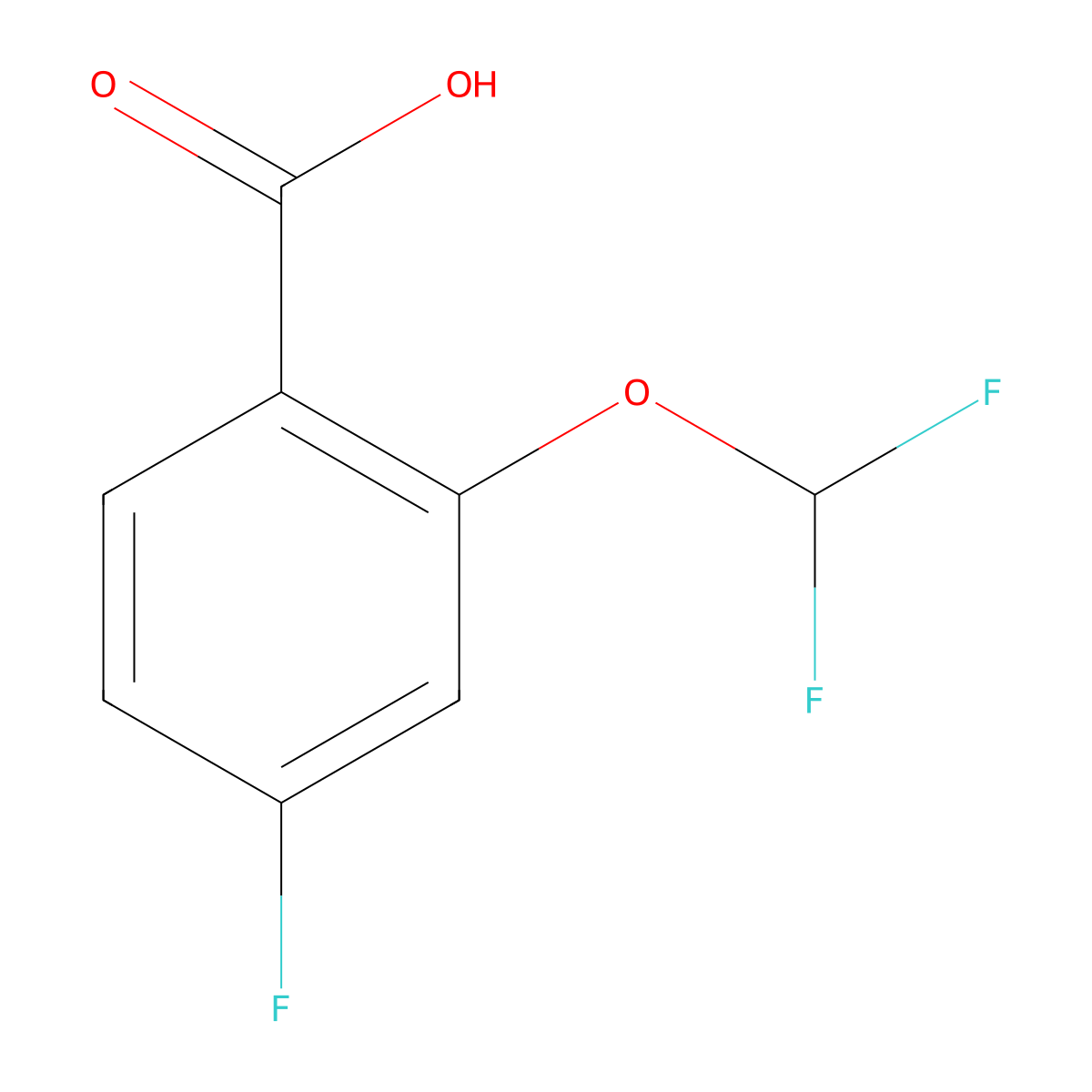 Benzoic acid, 2-(difluoromethoxy)-4-fluoro- molecular structure, CAS 1214347-60-0