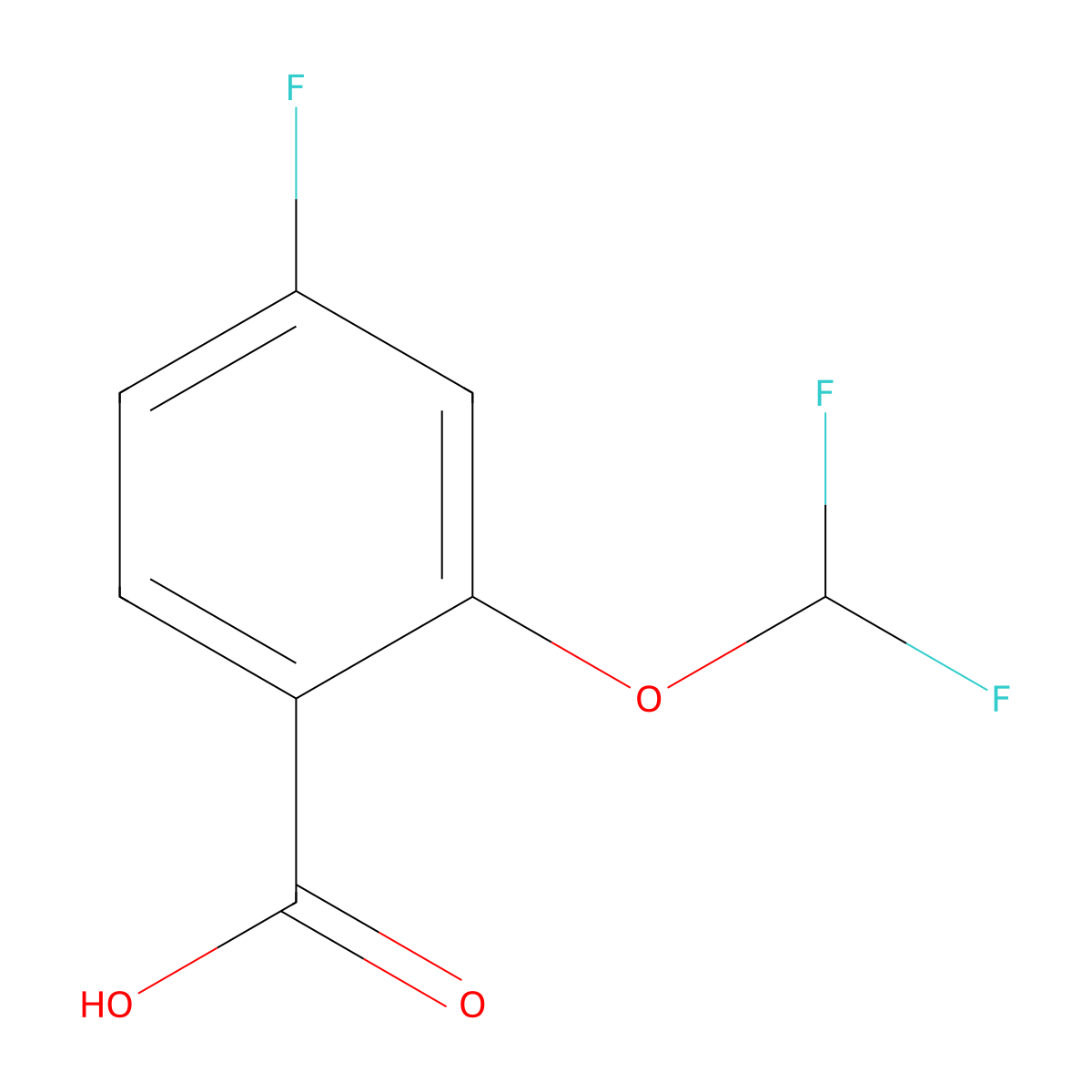Benzoic acid, 2-(difluoromethoxy)-4-fluoro- molecular structure, CAS 1214347-60-0