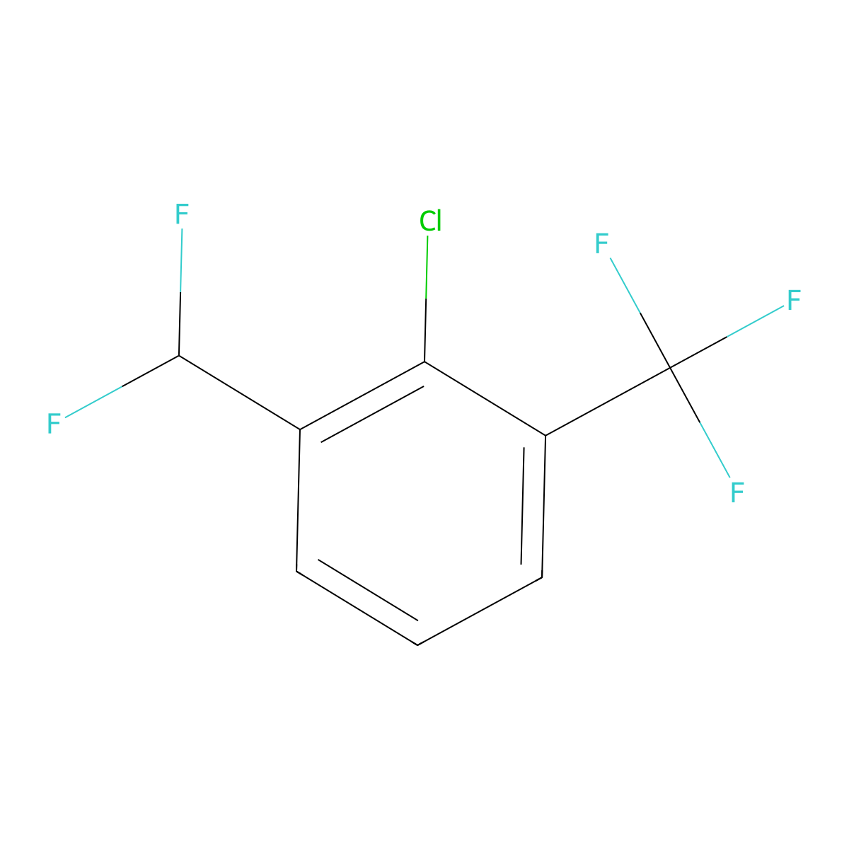 2-Chloro-1-(difluoromethyl)-3-(trifluoromethyl)benzene molecular structure, CAS 1214347-72-4