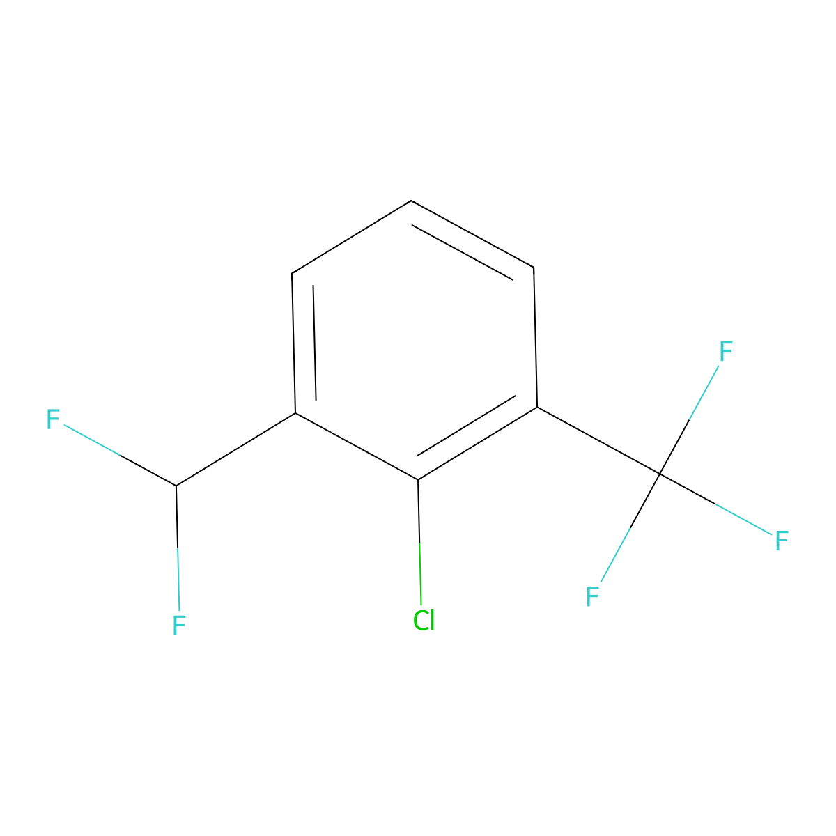 2-Chloro-1-(difluoromethyl)-3-(trifluoromethyl)benzene molecular structure, CAS 1214347-72-4