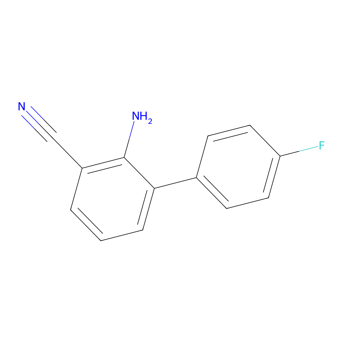 2-Amino-3-(4-fluorophenyl)benzonitrile molecular structure, CAS 1214347-90-6