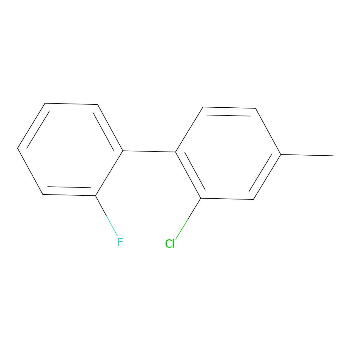 2-Chloro-1-(2-fluorophenyl)-4-methylbenzene molecular structure, CAS 1214348-11-4