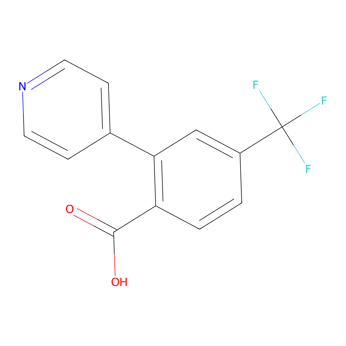 2-(Pyridin-4-yl)-4-(trifluoromethyl)benzoic acid molecular structure, CAS 1214348-50-1