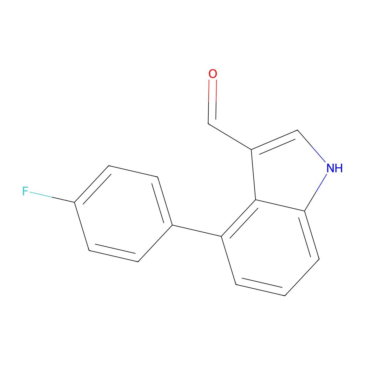 4-(4-fluorophenyl)-1H-indole-3-carbaldehyde molecular structure, CAS 1214348-51-2