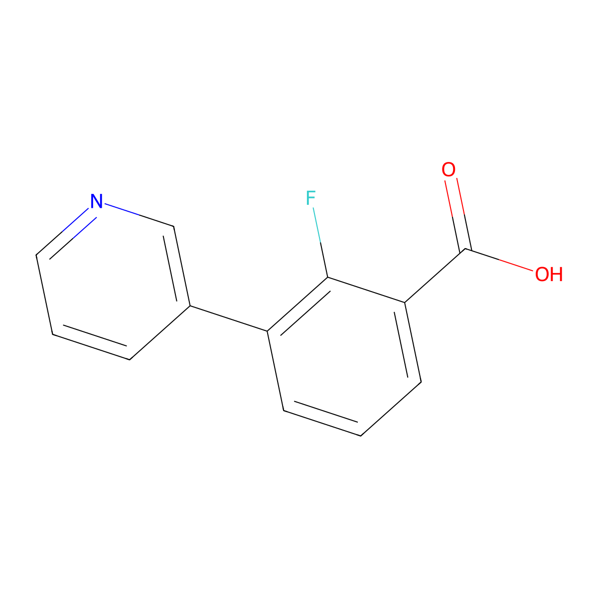 2-Fluoro-3-(pyridin-3-yl)benzoic acid molecular structure, CAS 1214348-54-5