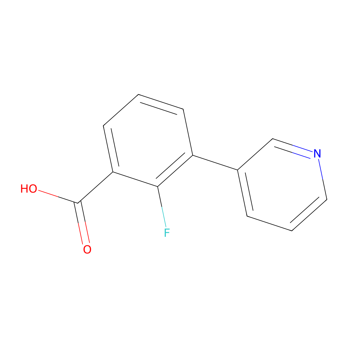 2-Fluoro-3-(pyridin-3-yl)benzoic acid molecular structure, CAS 1214348-54-5