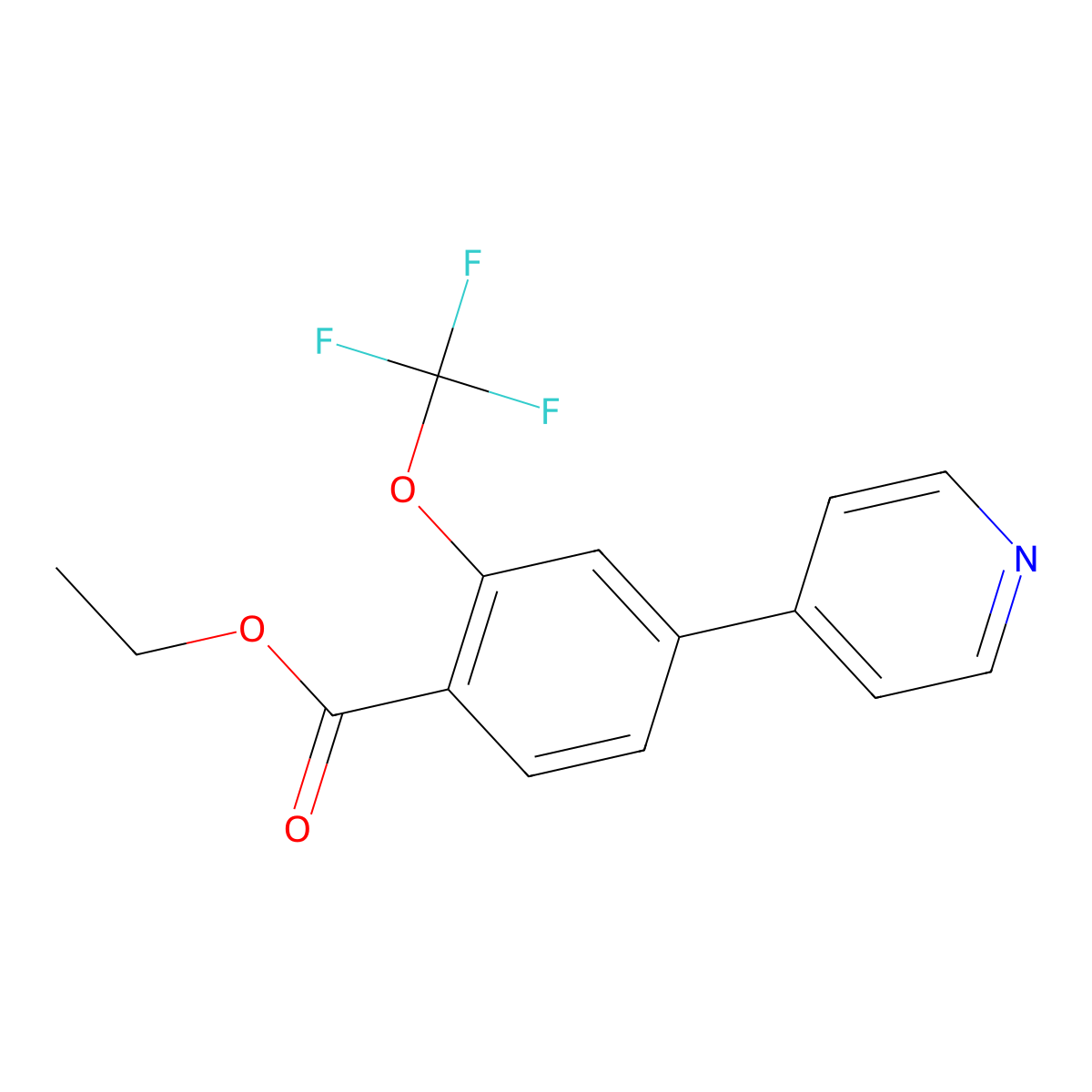 Ethyl 4-(4-pyridinyl)-2-(trifluoromethoxy)benzoate molecular structure, CAS 1214349-12-8
