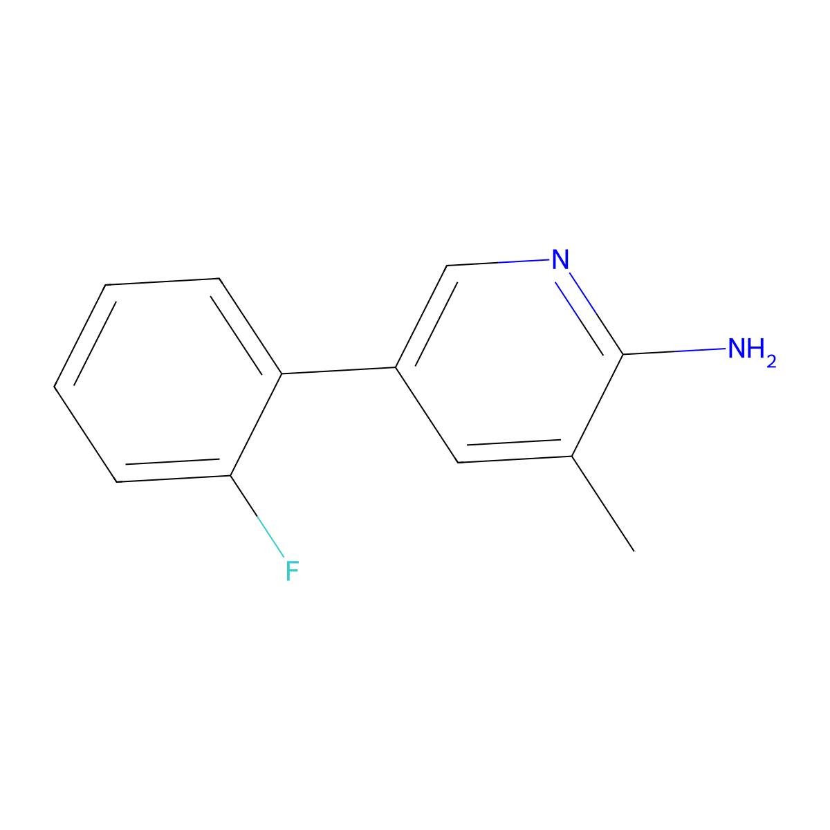 5-(2-Fluorophenyl)-3-methylpyridin-2-amine molecular structure, CAS 1214349-20-8