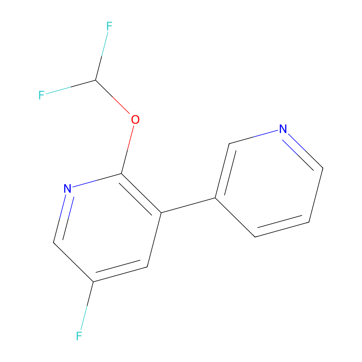 2-(Difluoromethoxy)-5-fluoro-3-(pyridin-3-yl)pyridine molecular structure, CAS 1214349-24-2