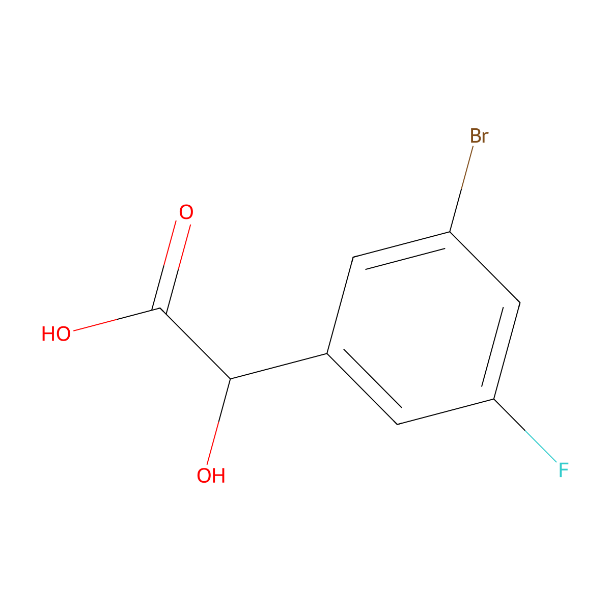 2-(3-Bromo-5-fluorophenyl)-2-hydroxyacetic acid molecular structure, CAS 1214350-06-7