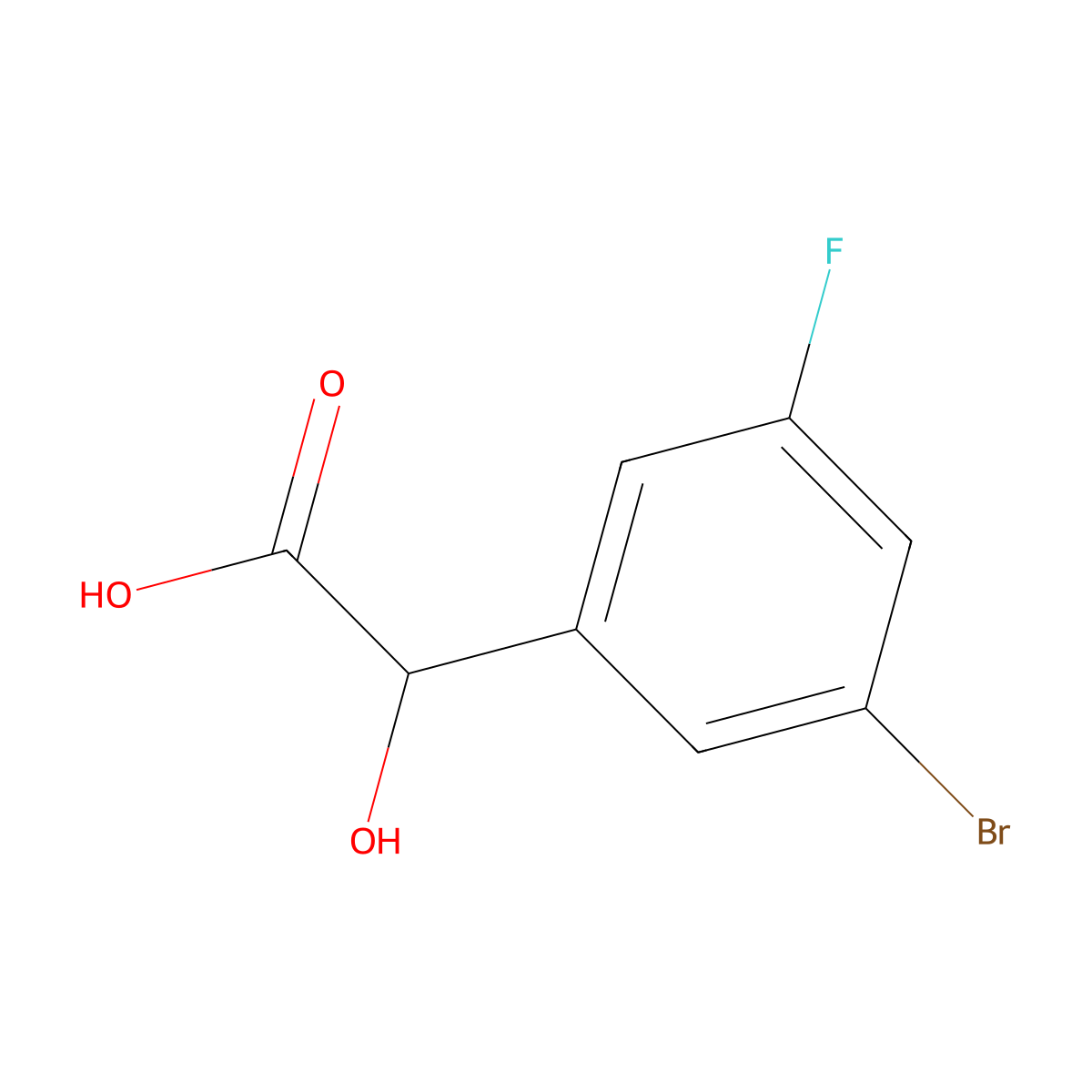 2-(3-Bromo-5-fluorophenyl)-2-hydroxyacetic acid molecular structure, CAS 1214350-06-7