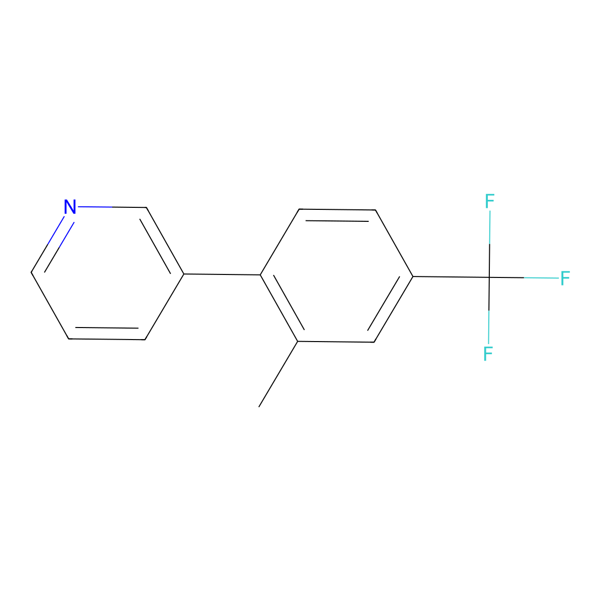 3-[2-Methyl-4-(trifluoromethyl)phenyl]pyridine molecular structure, CAS 1214350-23-8