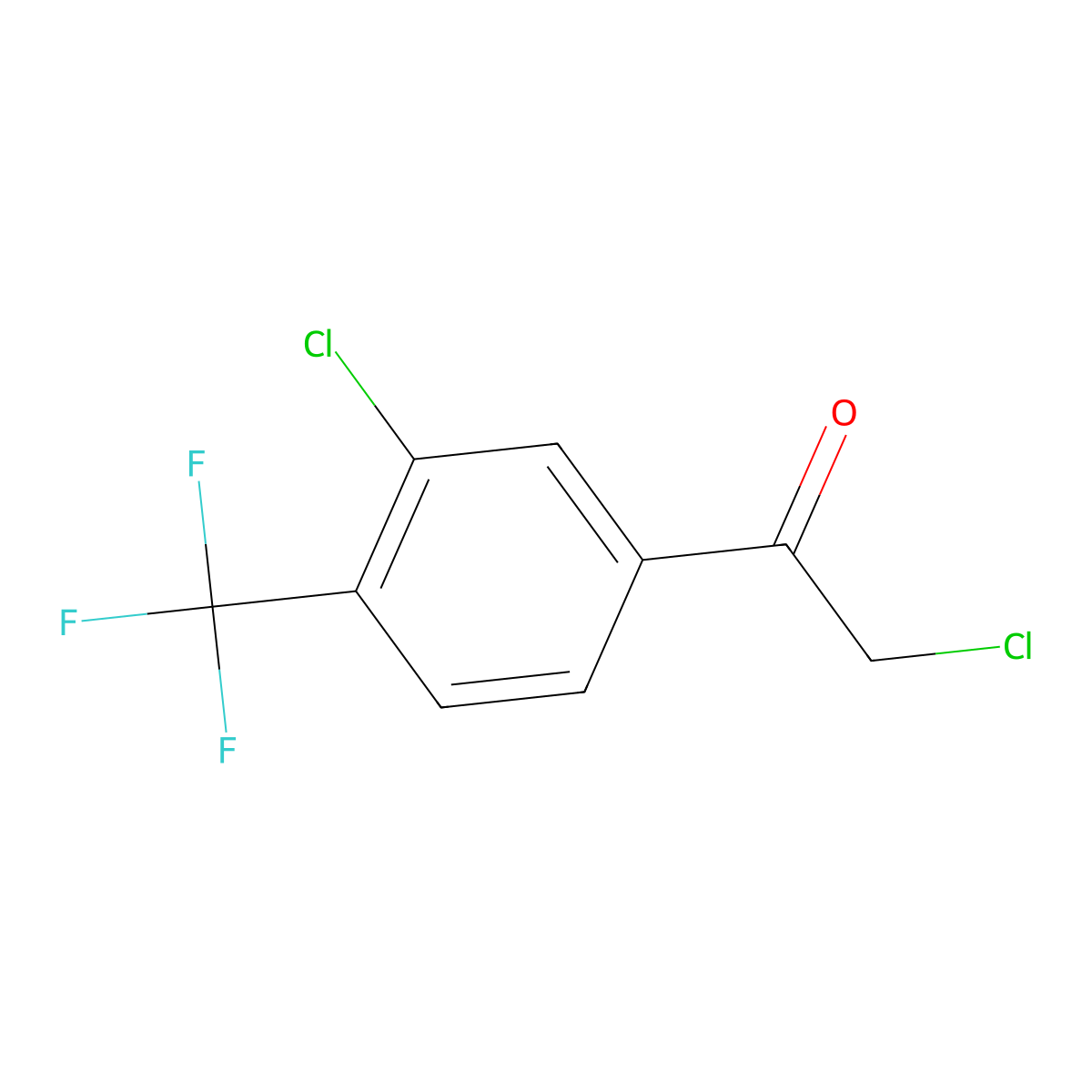 2-Chloro-1-[3-chloro-4-(trifluoromethyl)phenyl]ethan-1-one molecular structure, CAS 1214350-28-3