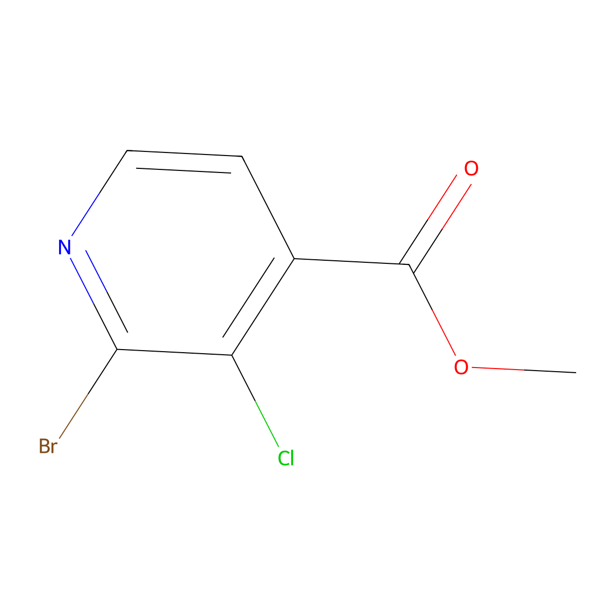 Methyl 2-bromo-3-chloropyridine-4-carboxylate molecular structure, CAS 1214351-13-9