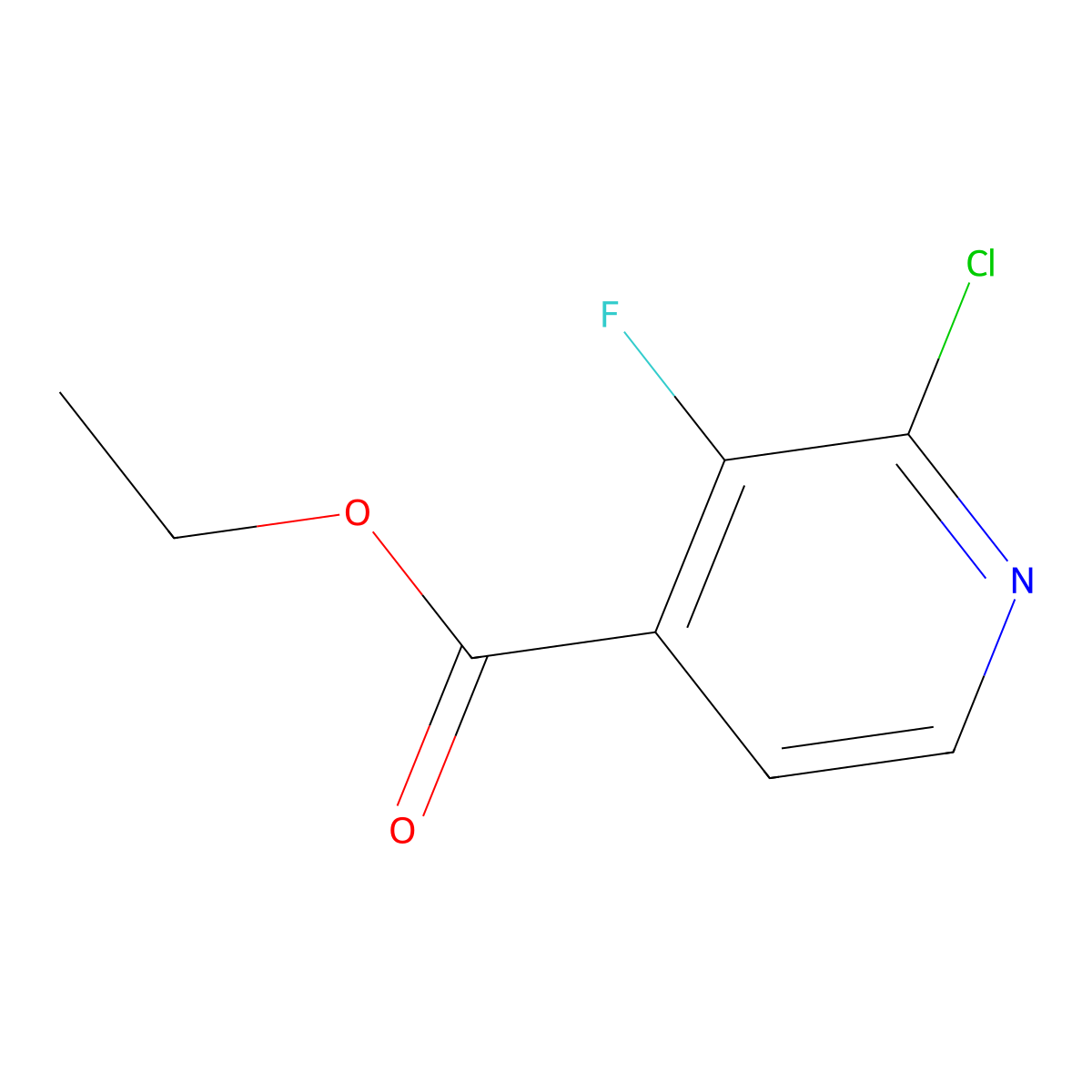 Ethyl 2-chloro-3-fluoro-4-pyridinecarboxylate molecular structure, CAS 1214351-53-7