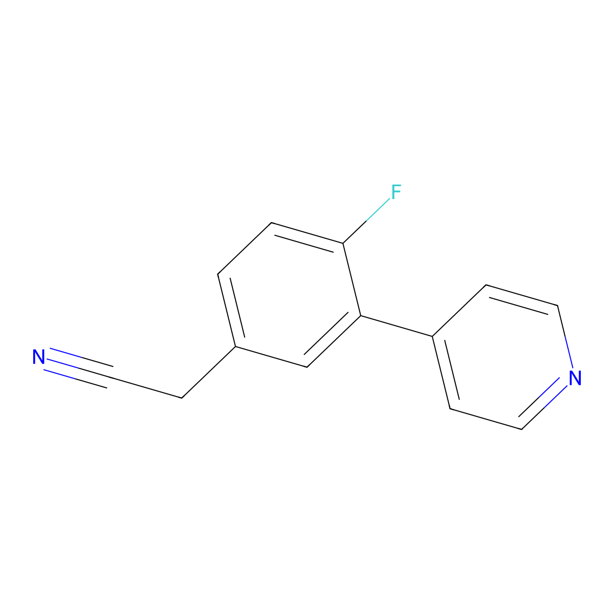 4-Fluoro-3-(4-pyridinyl)benzeneacetonitrile molecular structure, CAS 1214351-60-6
