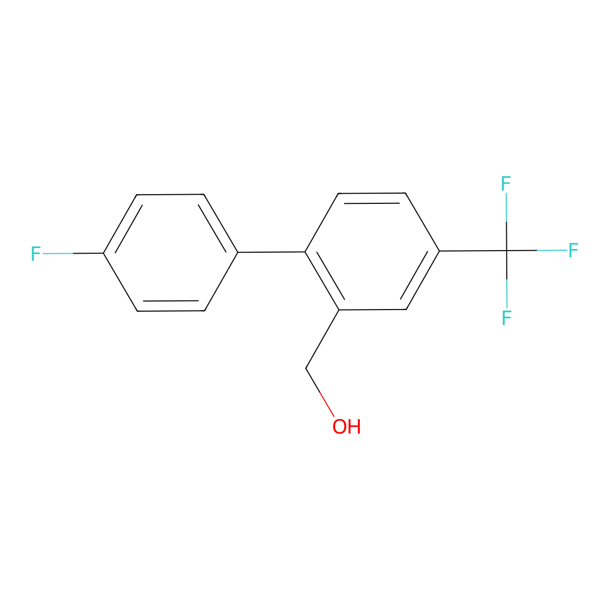 (4'-Fluoro-4-(trifluoromethyl)biphenyl-2-yl)methanol molecular structure, CAS 1214351-64-0