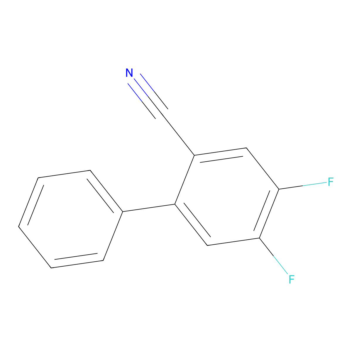 4,5-Difluoro-[1,1'-biphenyl]-2-carbonitrile molecular structure, CAS 1214352-52-9