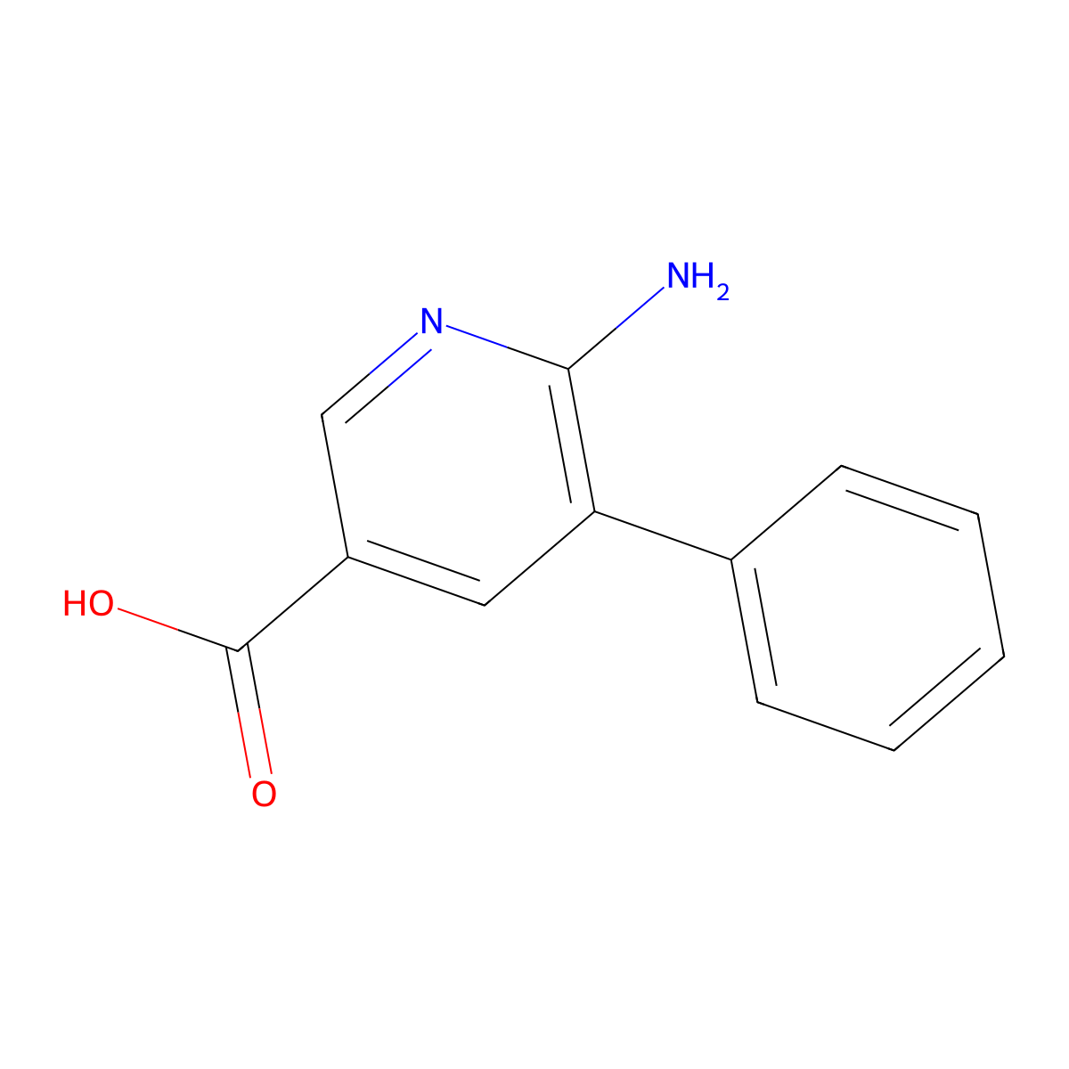 6-Amino-5-phenylpyridine-3-carboxylic acid molecular structure, CAS 1214352-56-3
