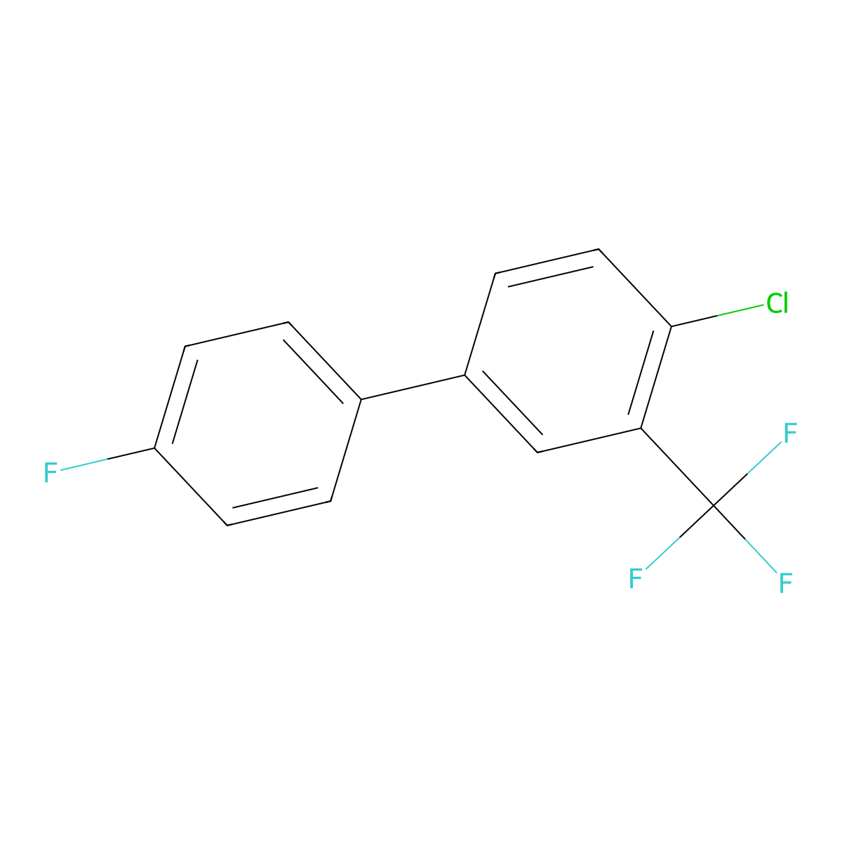 4-Chloro-4'-fluoro-3-(trifluoromethyl)-1,1'-biphenyl molecular structure, CAS 1214352-58-5