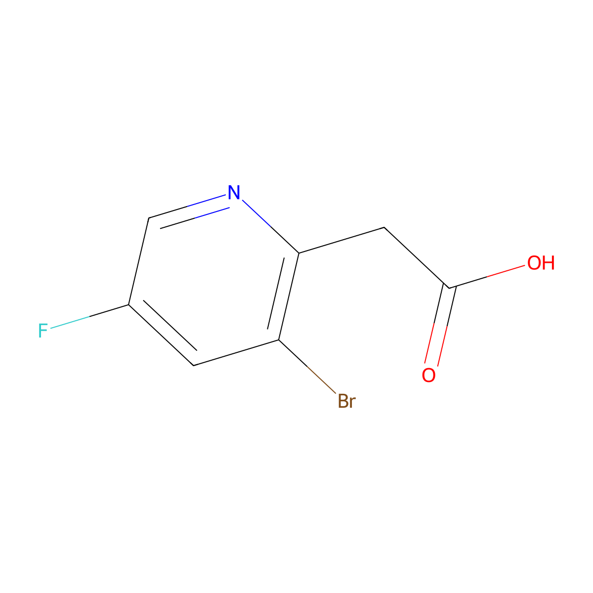 (3-Bromo-5-fluoropyridin-2-yl)acetic acid molecular structure, CAS 1214352-62-1