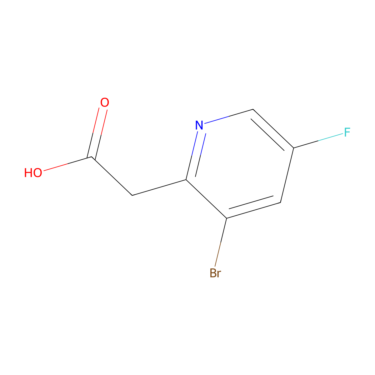(3-Bromo-5-fluoropyridin-2-yl)acetic acid molecular structure, CAS 1214352-62-1
