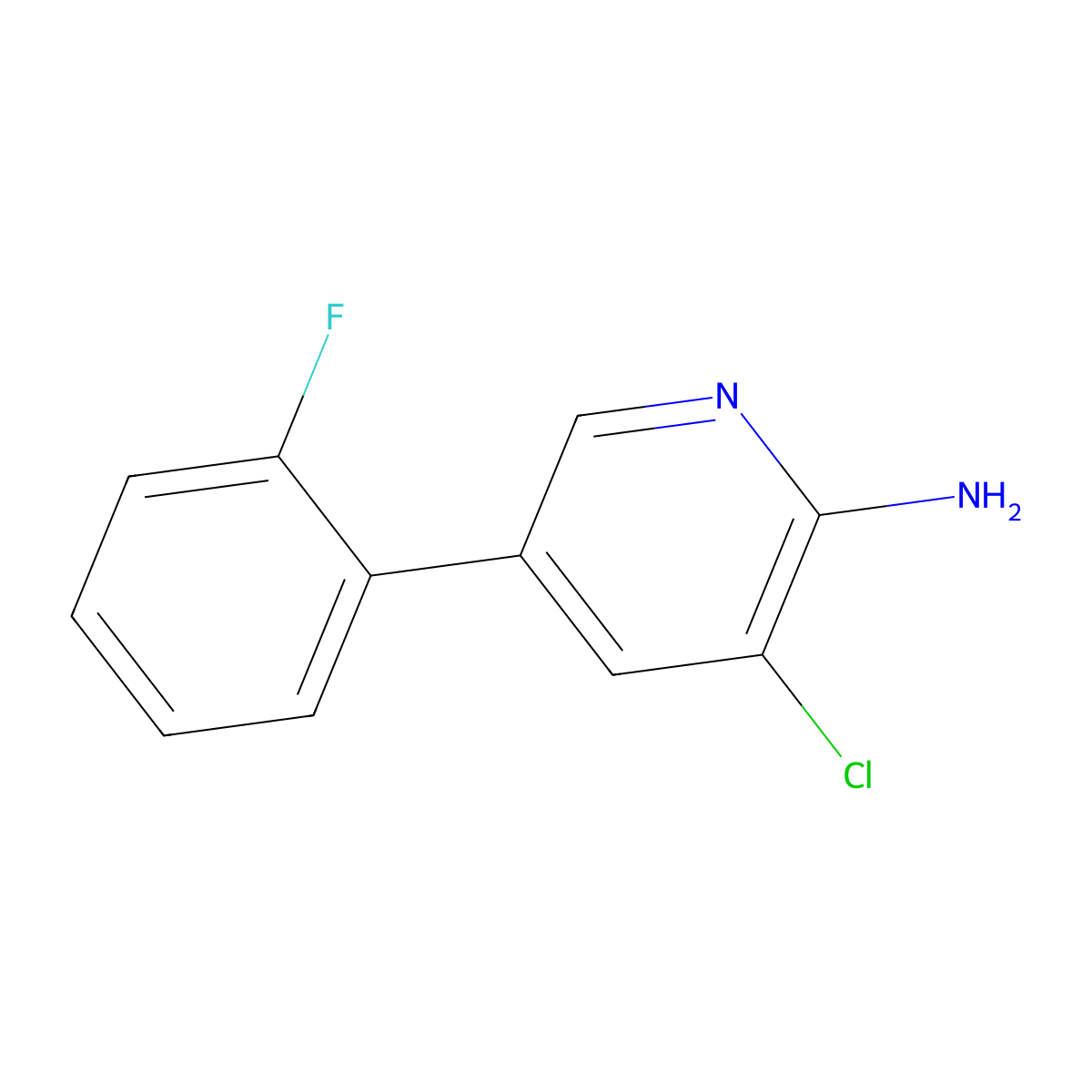 3-Chloro-5-(2-fluorophenyl)pyridin-2-amine molecular structure, CAS 1214353-17-9
