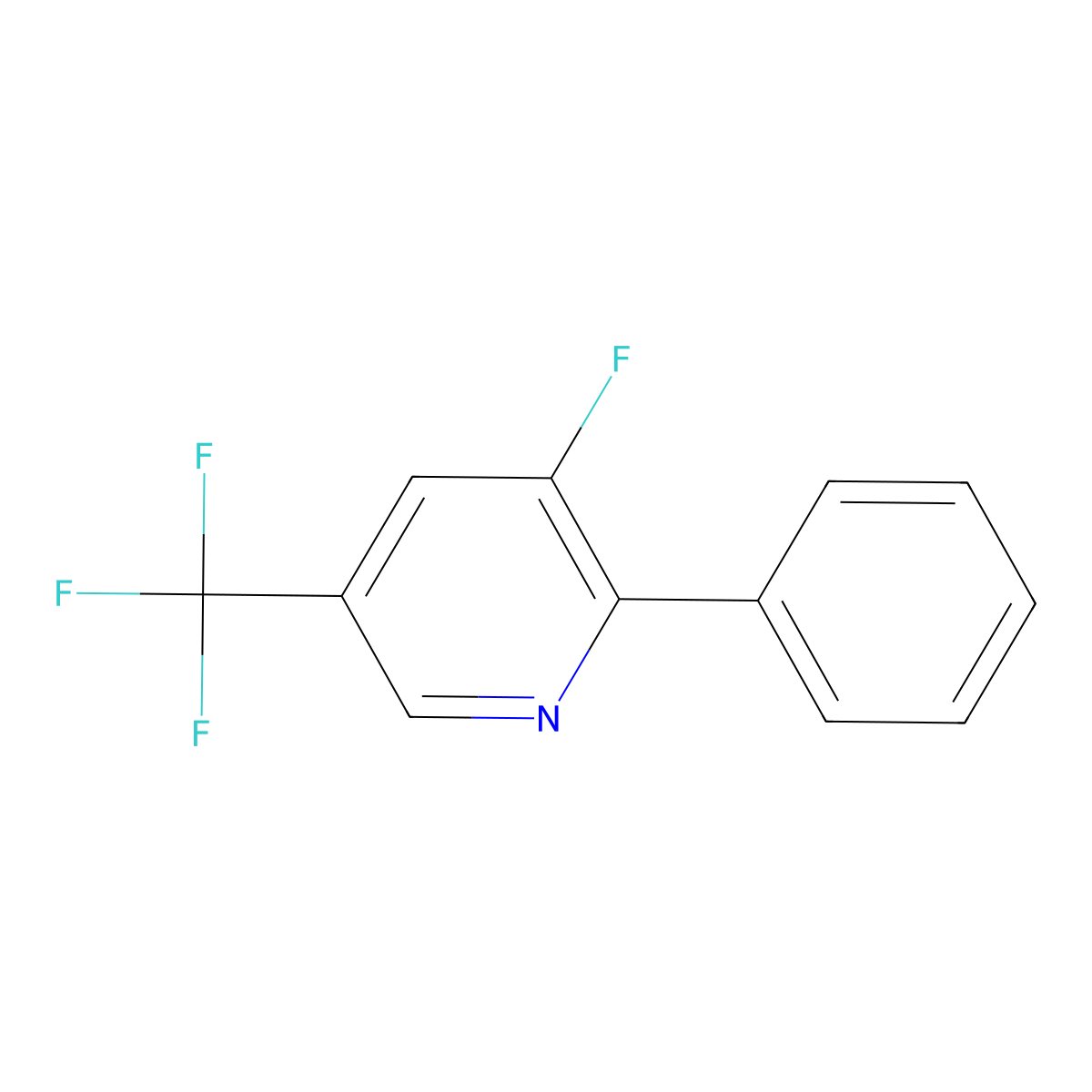 3-Fluoro-2-phenyl-5-(trifluoromethyl)pyridine molecular structure, CAS 1214353-25-9