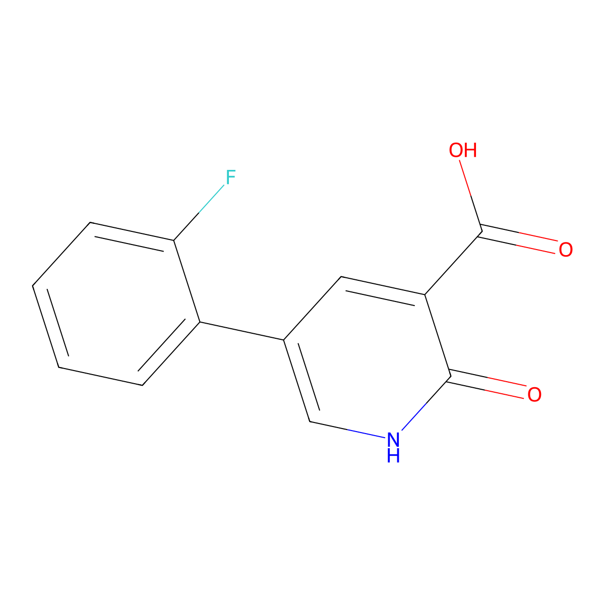 5-(2-Fluorophenyl)-2-hydroxynicotinic acid molecular structure, CAS 1214353-39-5