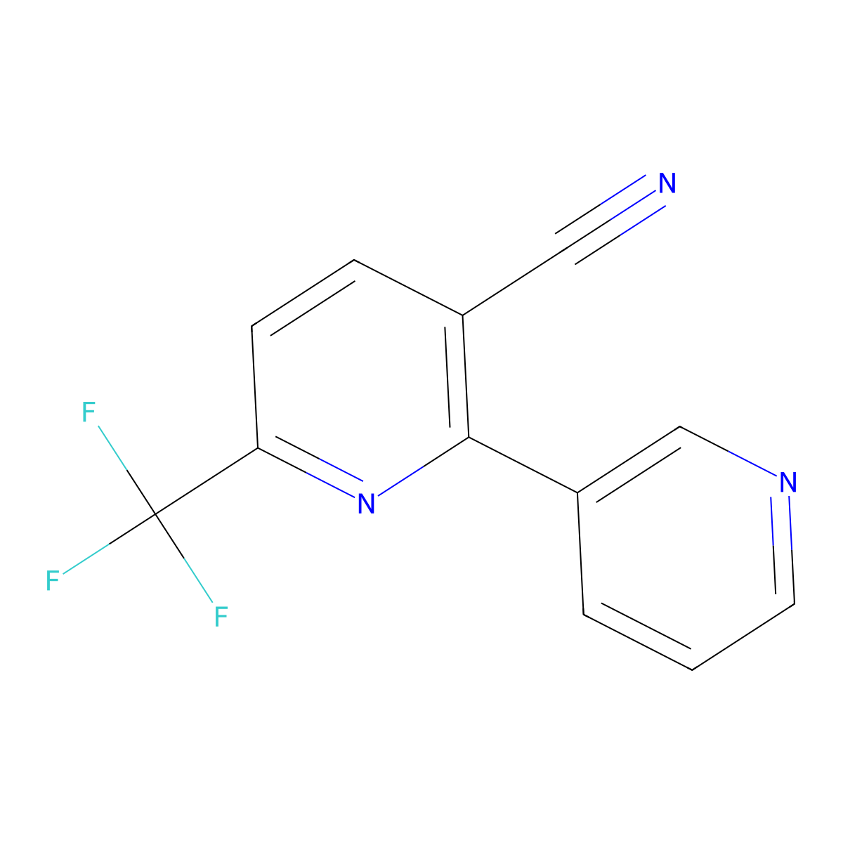 2-(Pyridin-3-yl)-6-(trifluoromethyl)nicotinonitrile molecular structure, CAS 1214354-04-7
