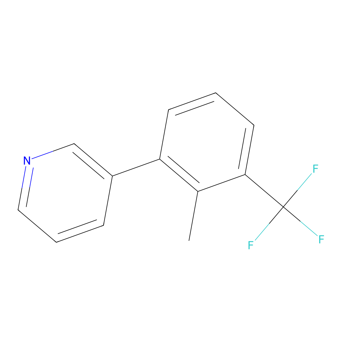 3-(2-Methyl-3-(trifluoromethyl)phenyl)pyridine molecular structure, CAS 1214354-21-8