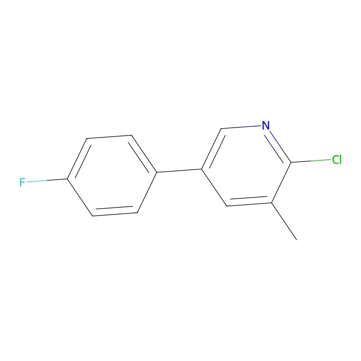 2-Chloro-5-(4-fluorophenyl)-3-methylpyridine molecular structure, CAS 1214354-24-1