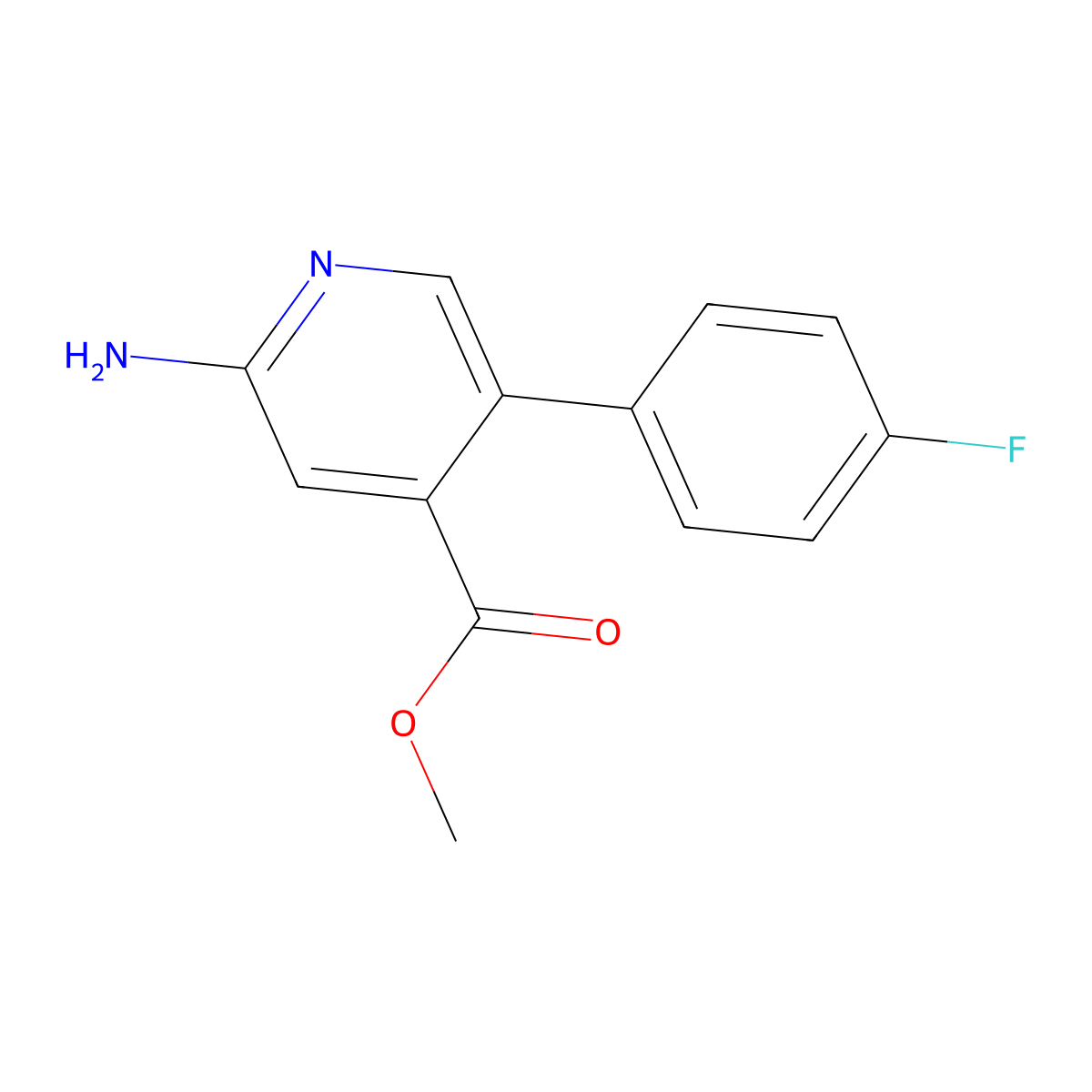 Methyl 2-amino-5-(4-fluorophenyl)pyridine-4-carboxylate molecular structure, CAS 1214354-57-0