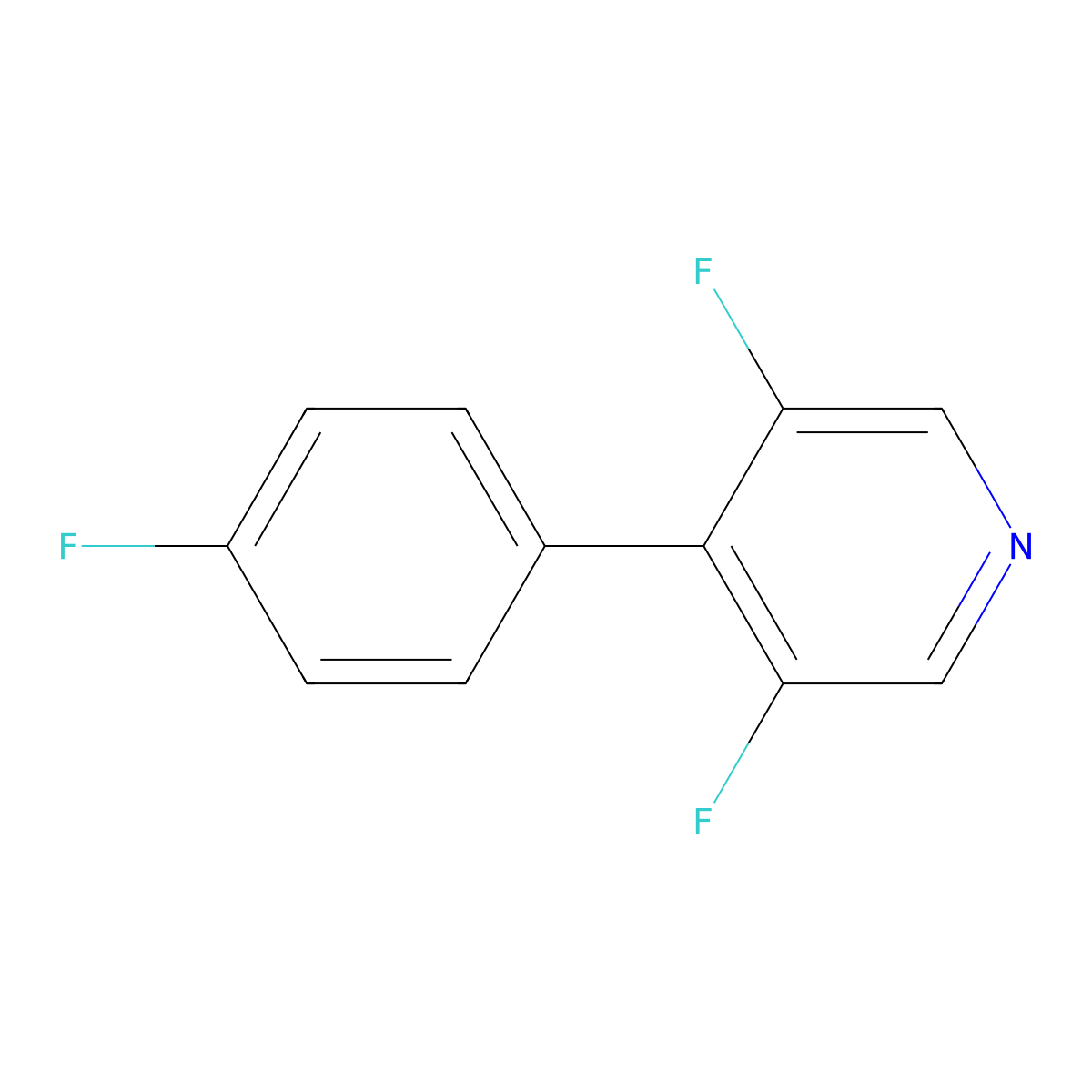 3,5-Difluoro-4-(4-fluorophenyl)pyridine molecular structure, CAS 1214355-15-3