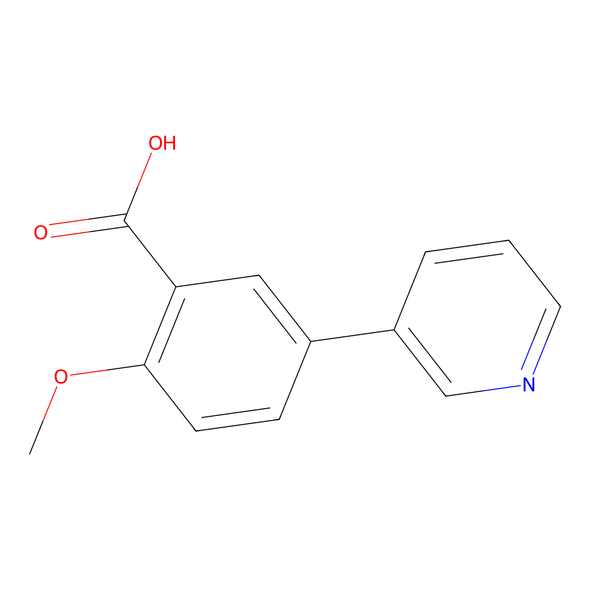2-Methoxy-5-(pyridin-3-yl)benzoic acid molecular structure, CAS 1214356-39-4