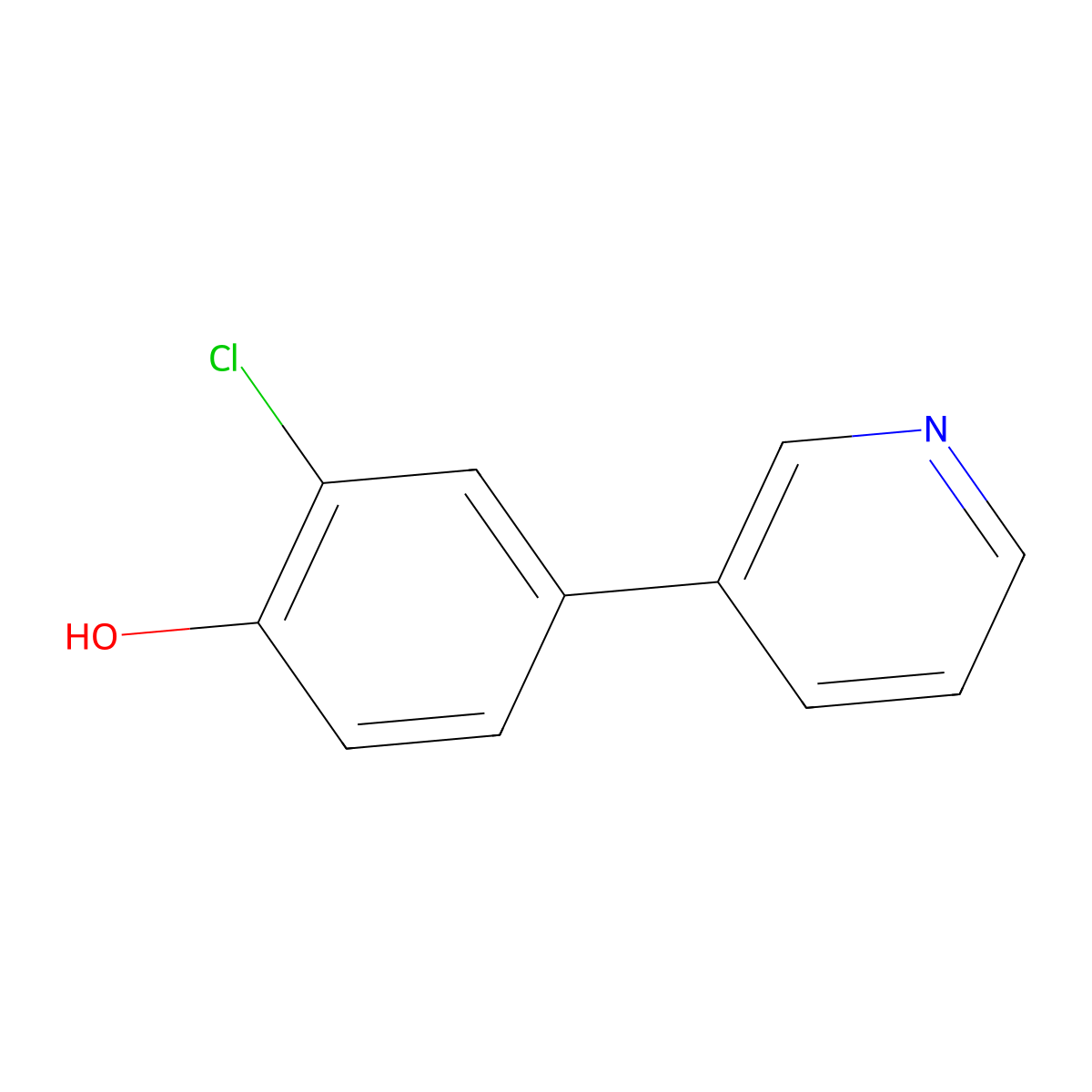 2-Chloro-4-(pyridin-3-yl)phenol molecular structure, CAS 1214356-93-0