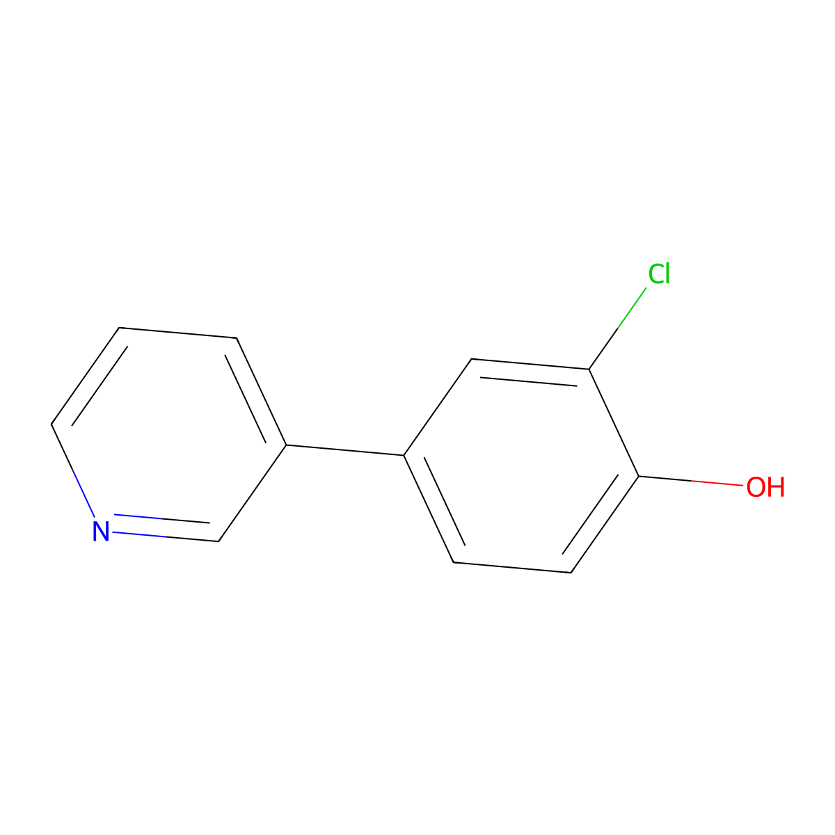 2-Chloro-4-(pyridin-3-yl)phenol molecular structure, CAS 1214356-93-0