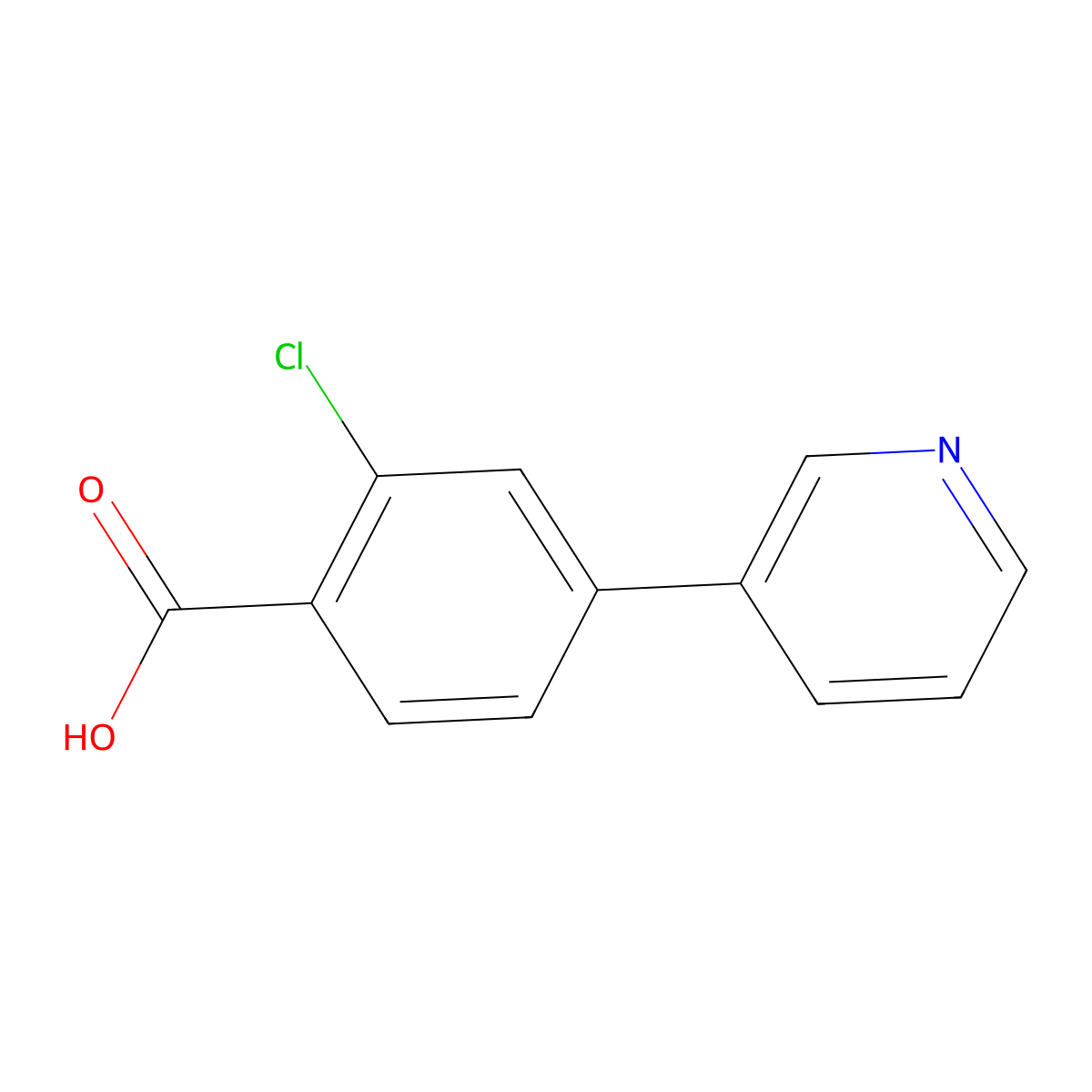 2-Chloro-4-(pyridin-3-yl)benzoic acid molecular structure, CAS 1214356-98-5