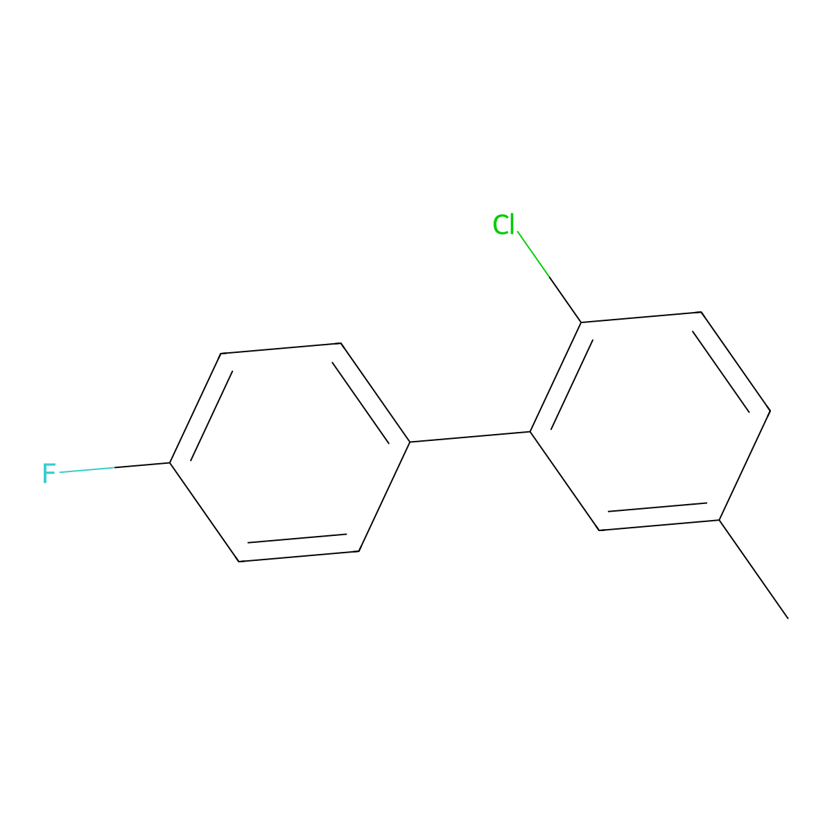 2-Chloro-4'-fluoro-5-methyl-1,1'-biphenyl molecular structure, CAS 1214357-22-8